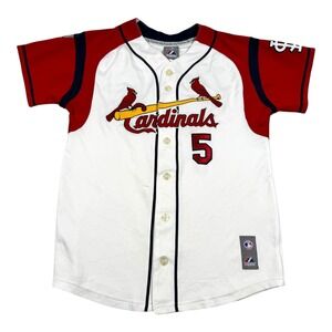 Vtg St Louis Cardinals Jersey Youth Large White MLB Baseball Pujols 5 Majestic